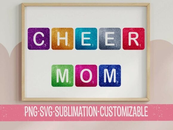 Cheer Mom Glitter Tile SVG PNG Colorful Review