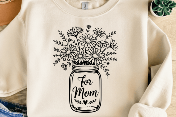 Floral Mom Jar Graphics for T-Shirt Designs