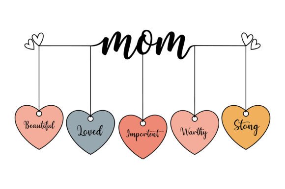 Mom Heart Tags SVG Bundle: Graphics for T-Shirt Designs
