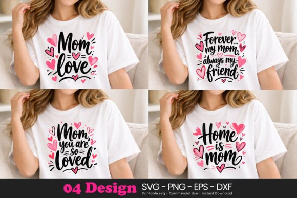 Mother's Day Typography Design Mom: Graphics & Illustrations